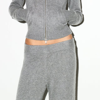 CASHMERE WIDE LEG PANT | DARK HEATHER GREY