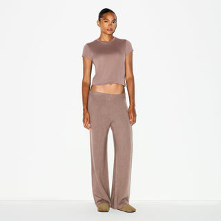CASHMERE WIDE LEG PANT | UMBER