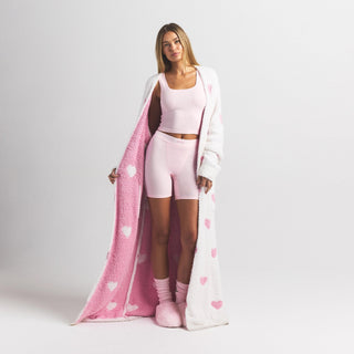 COZY KNIT UNISEX ROBE | IVORY SPACED HEARTS
