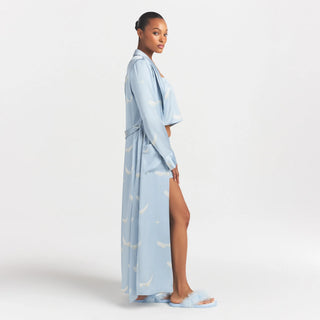 WOVEN SHINE LONG ROBE | AERO WING HEARTS PRINT