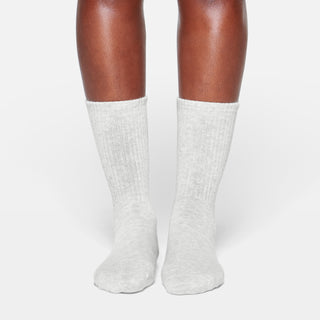 RIBBED CREW SOCK | LIGHT HEATHER GREY