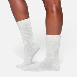 RIBBED CREW SOCK | LIGHT HEATHER GREY