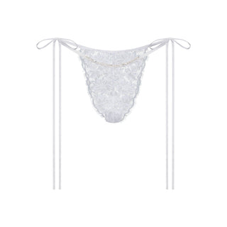 SKIMS LACE TIE SIDE TANGA | SNOW