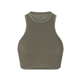 NikeSKIMS RIBBED SEAMLESS RACER FRONT BRA | DUSTY OAKMOSS