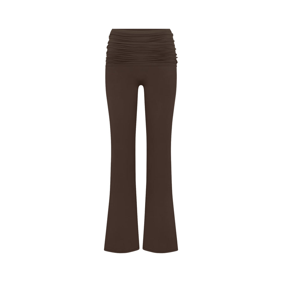 NikeSKIMS MATTE FOLDOVER SLIM FLARE LEGGING | DARK SEPIA