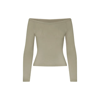NikeSKIMS STRETCH KNIT LONG SLEEVE BOATNECK TOP | DUNE