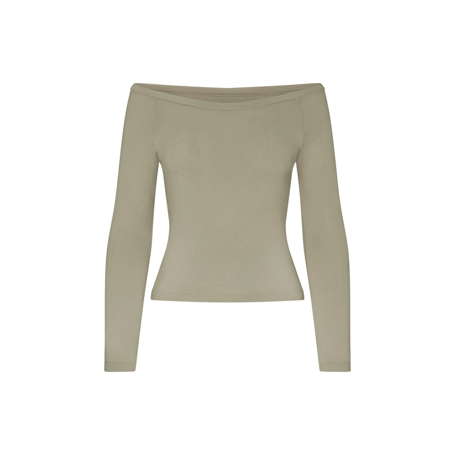 NikeSKIMS STRETCH KNIT LONG SLEEVE BOATNECK TOP | DUNE