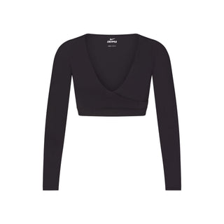 NikeSKIMS MATTE WRAP LONG SLEEVE CROPPED TOP | OBSIDIAN