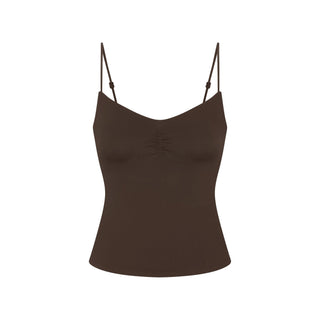 NikeSKIMS MATTE SHIRRED FRONT TANK | DARK SEPIA