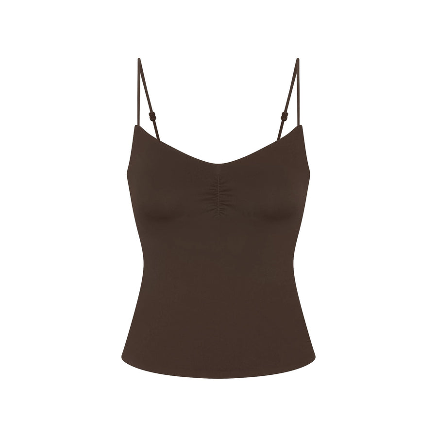 NikeSKIMS MATTE SHIRRED FRONT TANK | DARK SEPIA