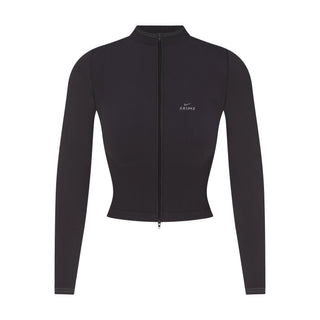 NikeSKIMS RIBBED SEAMLESS ZIP UP CROP JACKET | OBSIDIAN