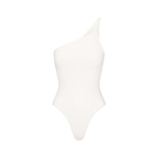 COTTON TWIST ONE SHOULDER BODYSUIT | MARBLE