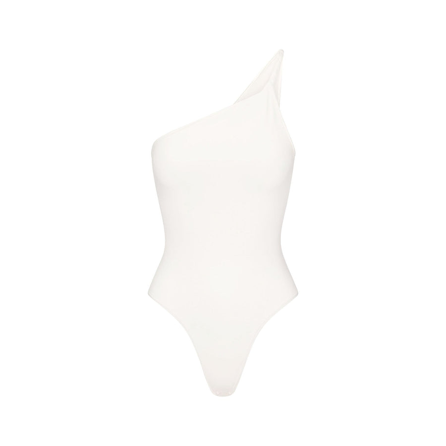 COTTON TWIST ONE SHOULDER BODYSUIT | MARBLE
