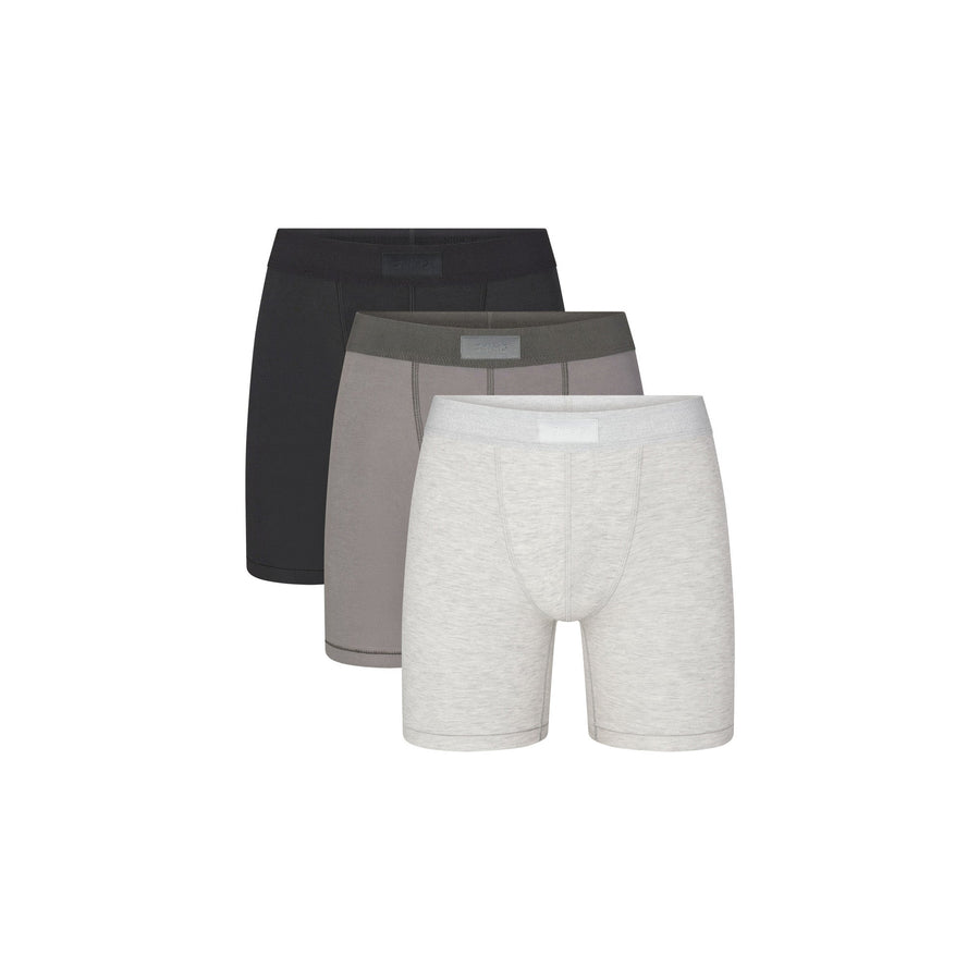 SKIMS COTTON MENS 5" BOXER BRIEF 3-PACK | HEATHER MULTI