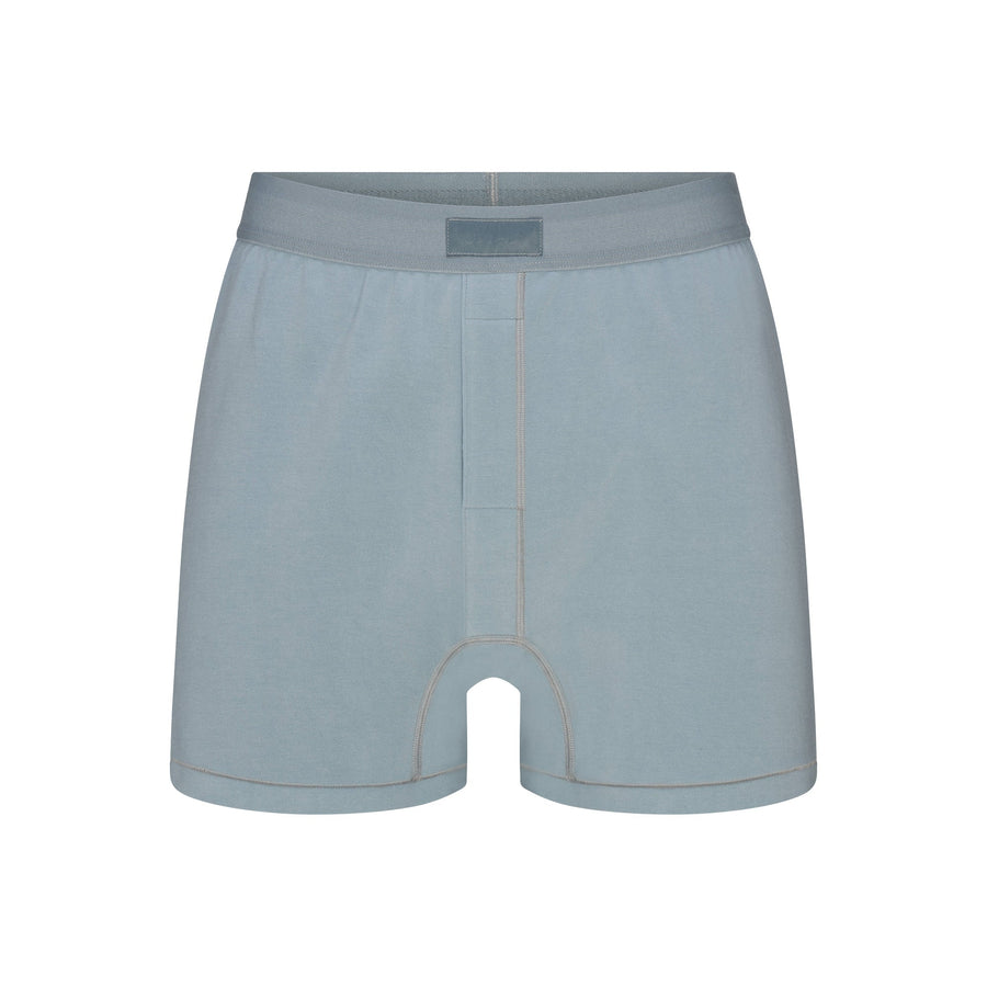 SKIMS COTTON MENS KNIT BOXER | SKY