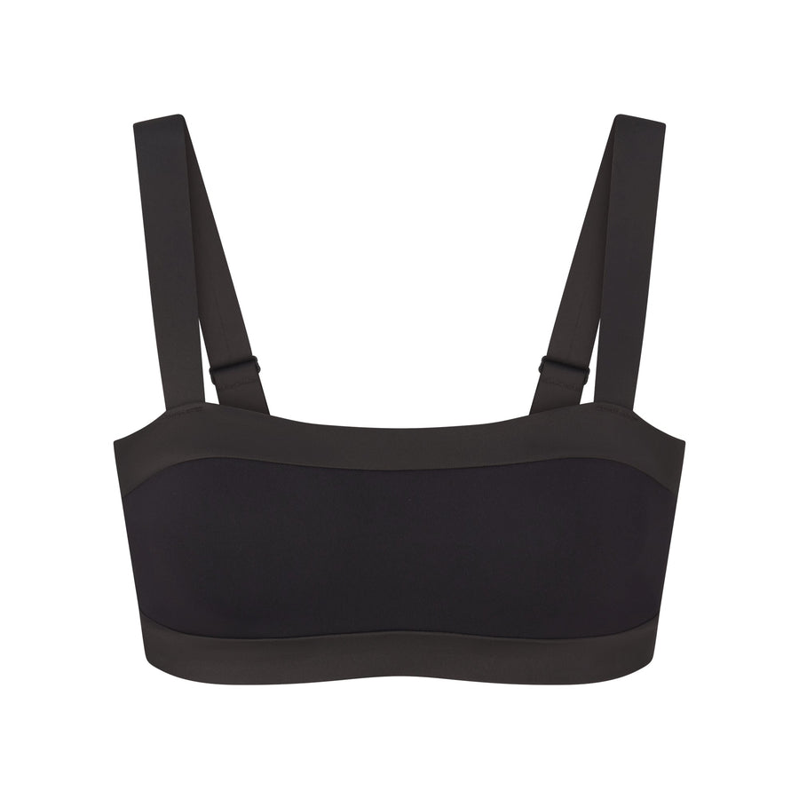 NikeSKIMS MATTE SHINE MIX STRAIGHT NECK BRA | OBSIDIAN AND IGNEOUS