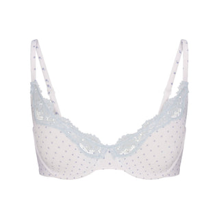 FITS EVERYBODY LACE UNLINED SCOOP BRA | SLATE PIN DOT PRINT