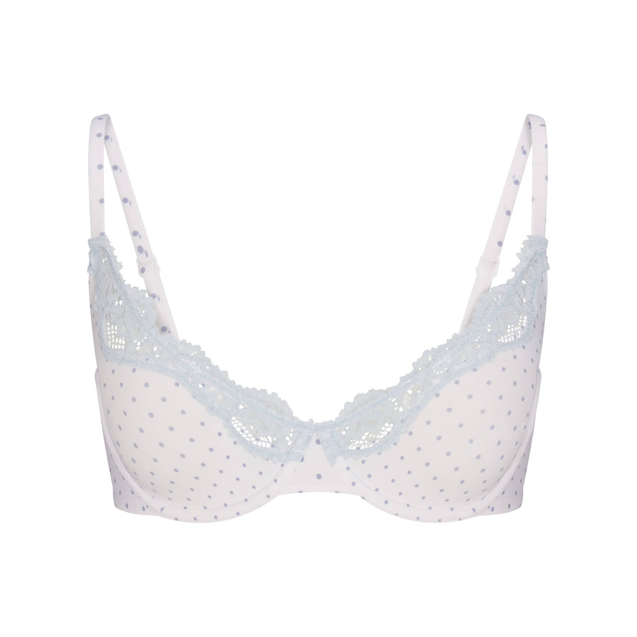 FITS EVERYBODY LACE UNLINED SCOOP BRA | SLATE PIN DOT PRINT