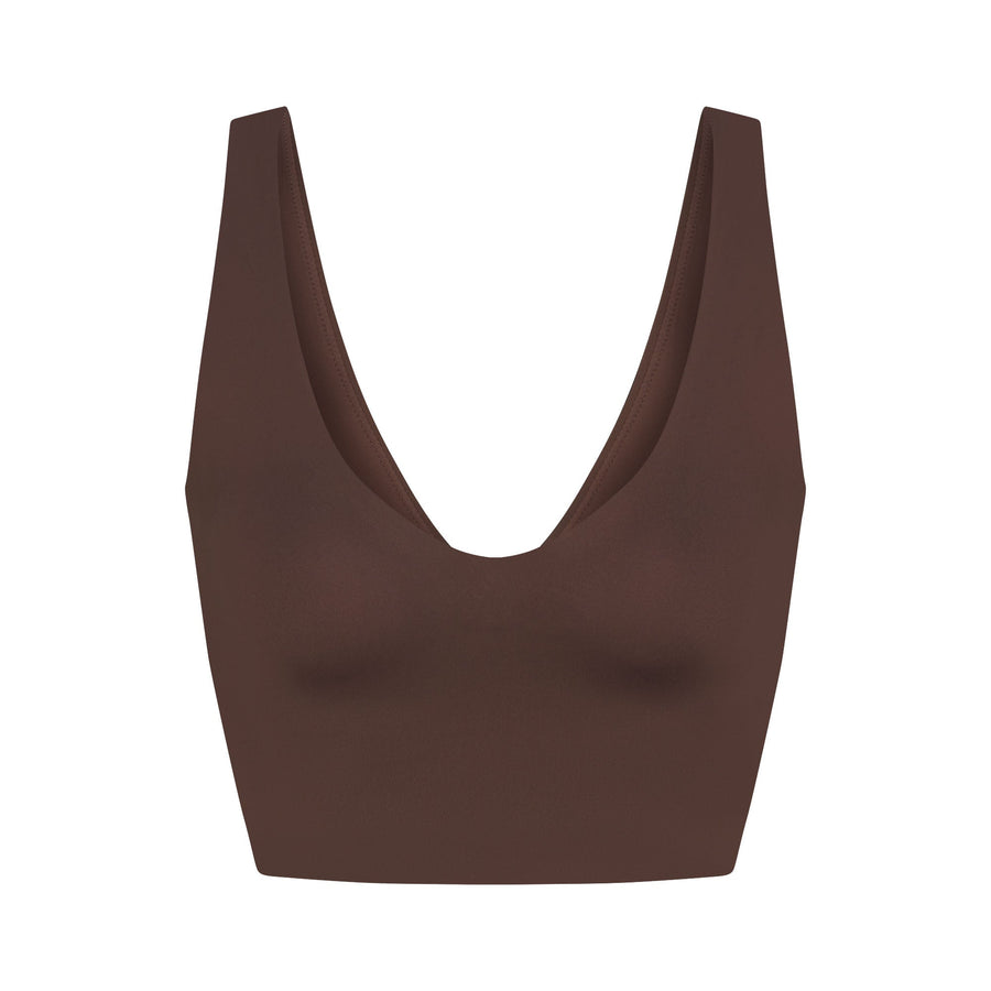NikeSKIMS MATTE V-NECK BRA TOP | DARK SEPIA