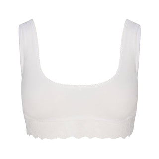 LIGHTWEIGHT COTTON LACE SCOOP BRALETTE | SNOW