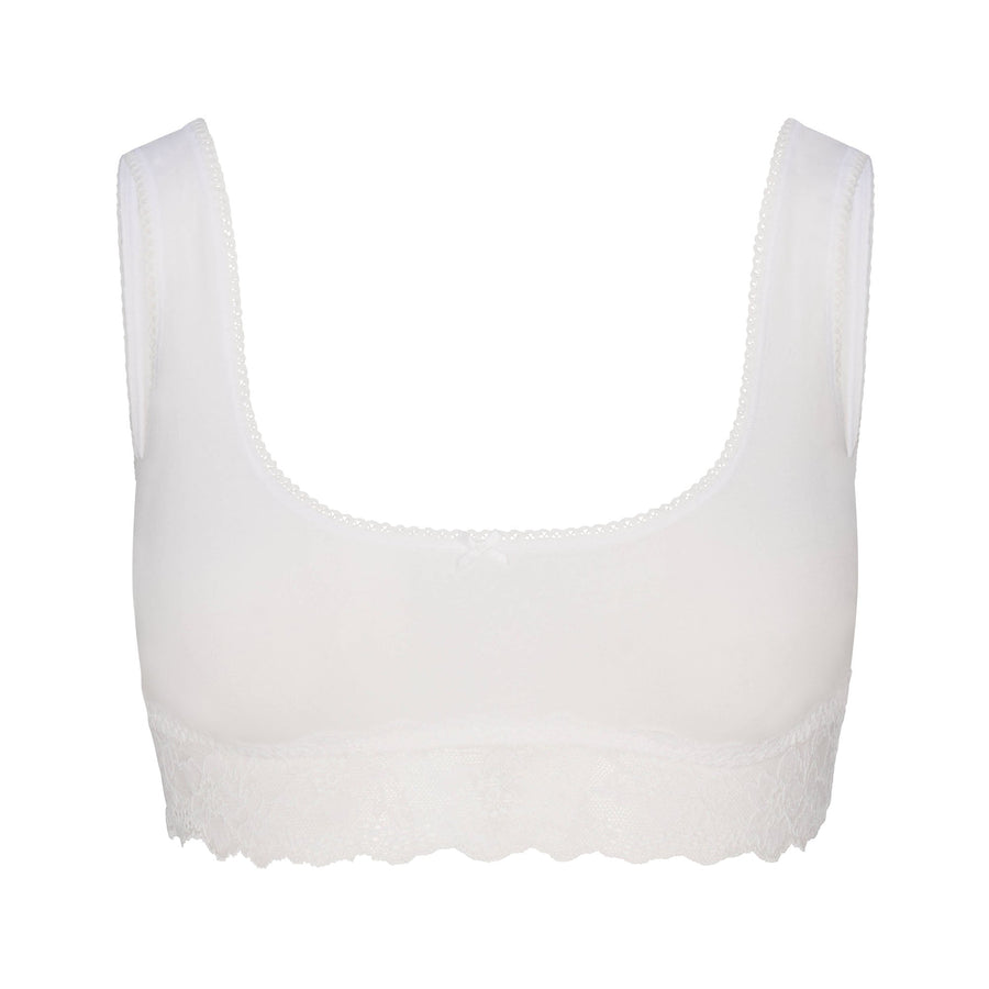 LIGHTWEIGHT COTTON LACE SCOOP BRALETTE | SNOW