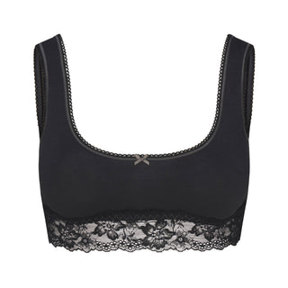 LIGHTWEIGHT COTTON LACE SCOOP BRALETTE | SOOT TONAL