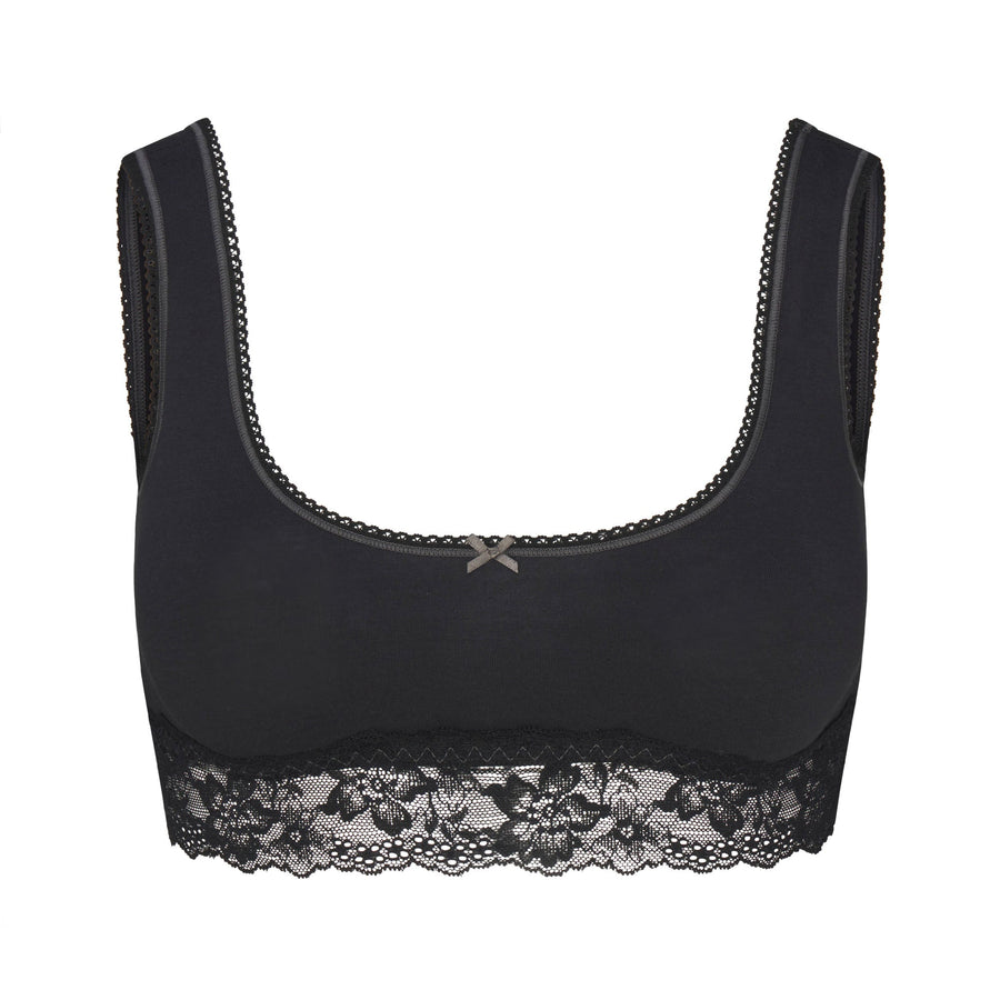 LIGHTWEIGHT COTTON LACE SCOOP BRALETTE | SOOT TONAL