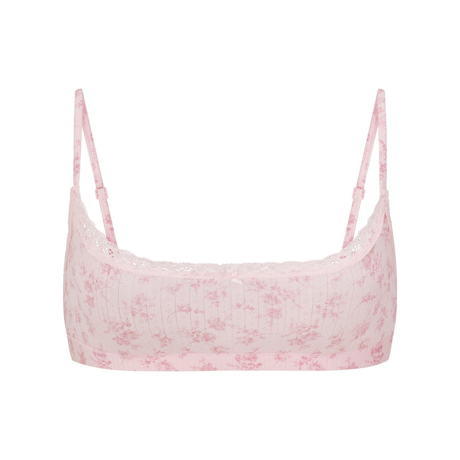 LIGHTWEIGHT COTTON POINTELLE SCOOP BRALETTE | BLOOM DAINTY FLORAL