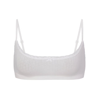 LIGHTWEIGHT COTTON POINTELLE SCOOP BRALETTE | SNOW