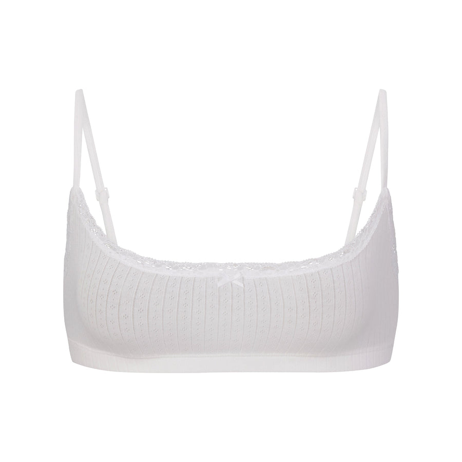 LIGHTWEIGHT COTTON POINTELLE SCOOP BRALETTE | SNOW
