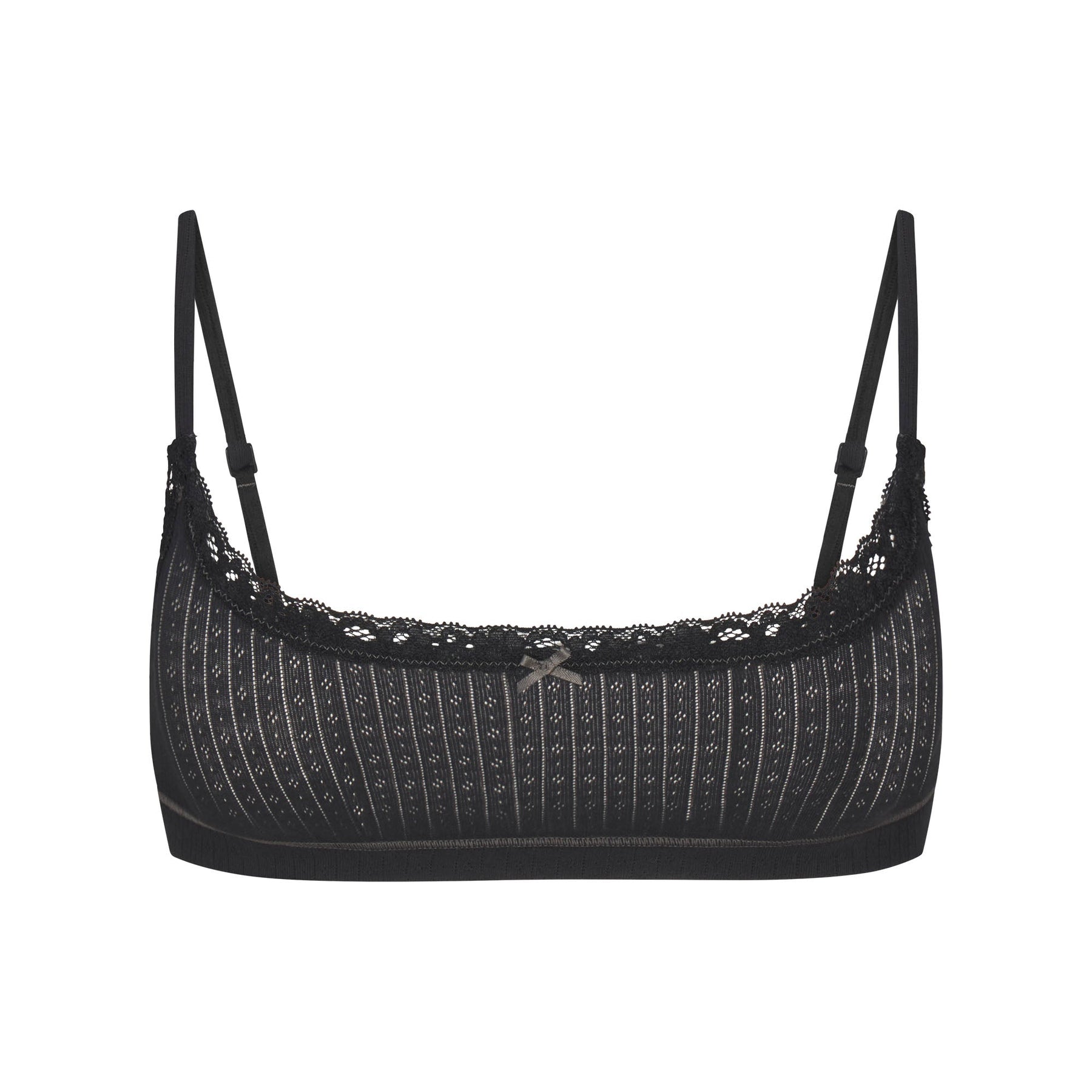 LIGHTWEIGHT COTTON POINTELLE SCOOP BRALETTE | SOOT TONAL