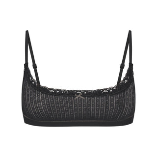 LIGHTWEIGHT COTTON POINTELLE SCOOP BRALETTE | SOOT TONAL