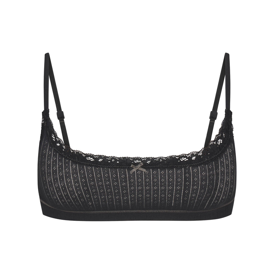 LIGHTWEIGHT COTTON POINTELLE SCOOP BRALETTE | SOOT TONAL