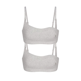 COTTON JERSEY MATERNITY NURSING SCOOP BRALETTE 2-PACK | LIGHT HEATHER GREY