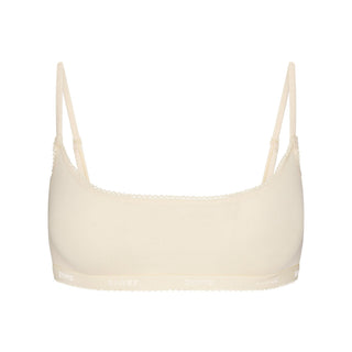 LIGHTWEIGHT COTTON LOGO PICOT SCOOP BRALETTE | BUTTER TONAL