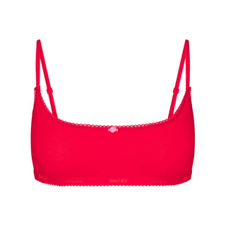 LIGHTWEIGHT COTTON LOGO PICOT SCOOP BRALETTE | RUBY TONAL