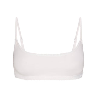 LIGHTWEIGHT COTTON LOGO PICOT SCOOP BRALETTE | SNOW