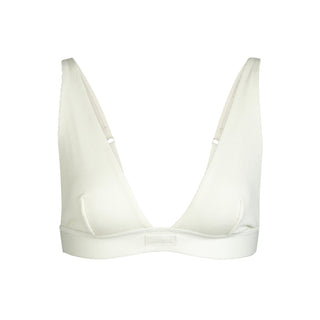 COTTON RIB PLUNGE BRALETTE | BONE