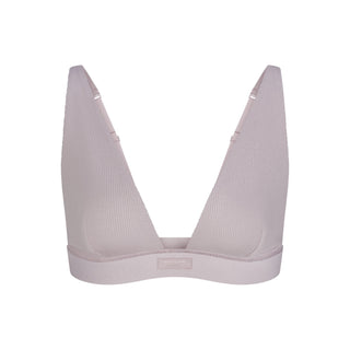 COTTON RIB PLUNGE BRALETTE | OYSTER