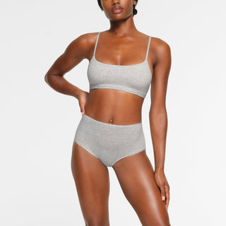 COTTON JERSEY SCOOP BRALETTE | LIGHT HEATHER GREY