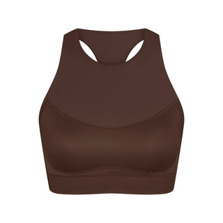 NikeSKIMS MATTE HIGH NECK BRA | DARK SEPIA
