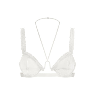 ULTRA FINE MESH RUFFLE BRA | IVORY