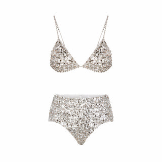 NOVELTY INTIMATES SEQUIN BRALETTE AND HIPSTER SET | SNOW