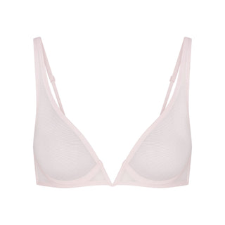 ULTRA FINE MESH DEEP PLUNGE BRA | BARELY PINK