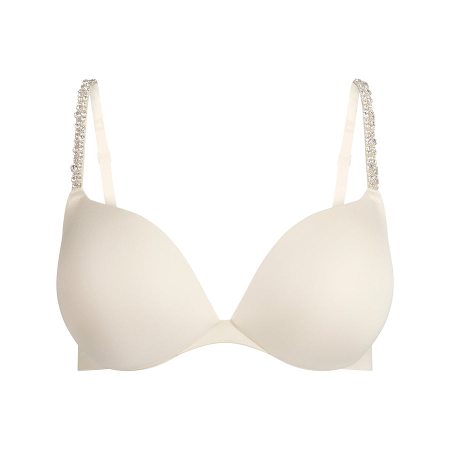 SKIMS ULTIMATE RHINESTONE TEARDROP PUSH-UP BRA | ECRU