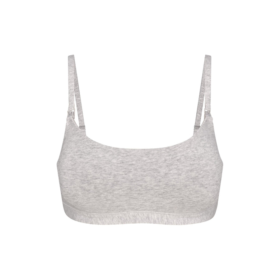 COTTON JERSEY MATERNITY NURSING SCOOP BRALETTE | LIGHT HEATHER GREY