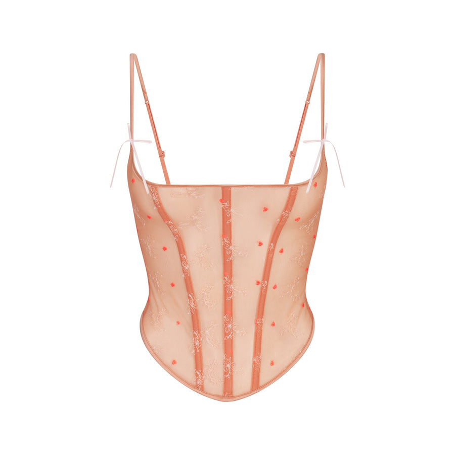 EMBROIDERED TULLE CORSET | GUAVA HEART TULLE
