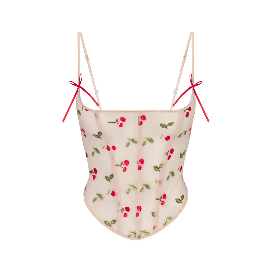 EMBROIDERED TULLE CORSET | PRIMROSE CHERRY TULLE