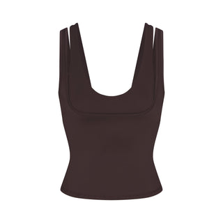 NikeSKIMS MATTE DOUBLE STRAP SCOOP TANK | DARK SEPIA