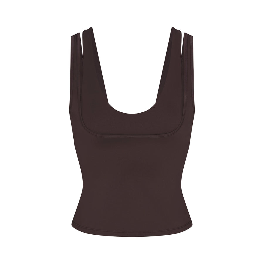 NikeSKIMS MATTE DOUBLE STRAP SCOOP TANK | DARK SEPIA